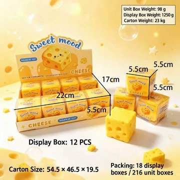 Cheese Cube Moldable Squishy Stress Toy — product view