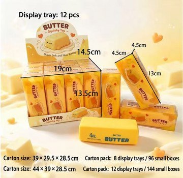 Yellow Butter Stick Crunchy Squishy Fidget Toy — product view