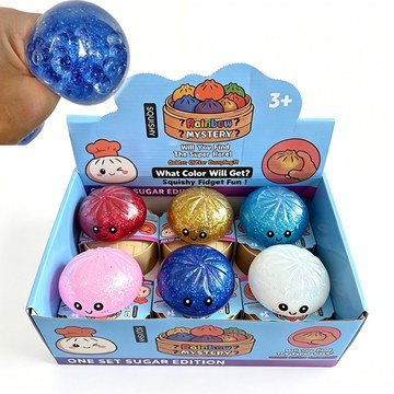 Glitter Water Bead Smiling Steamed Bun Squishy Fidget Toy — product view