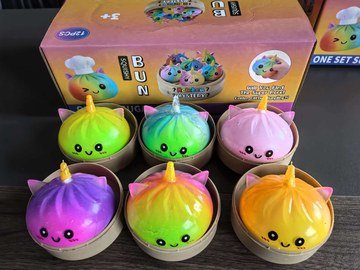 Color Painted Unicorn Bun Squishy Fidget Toy — product view